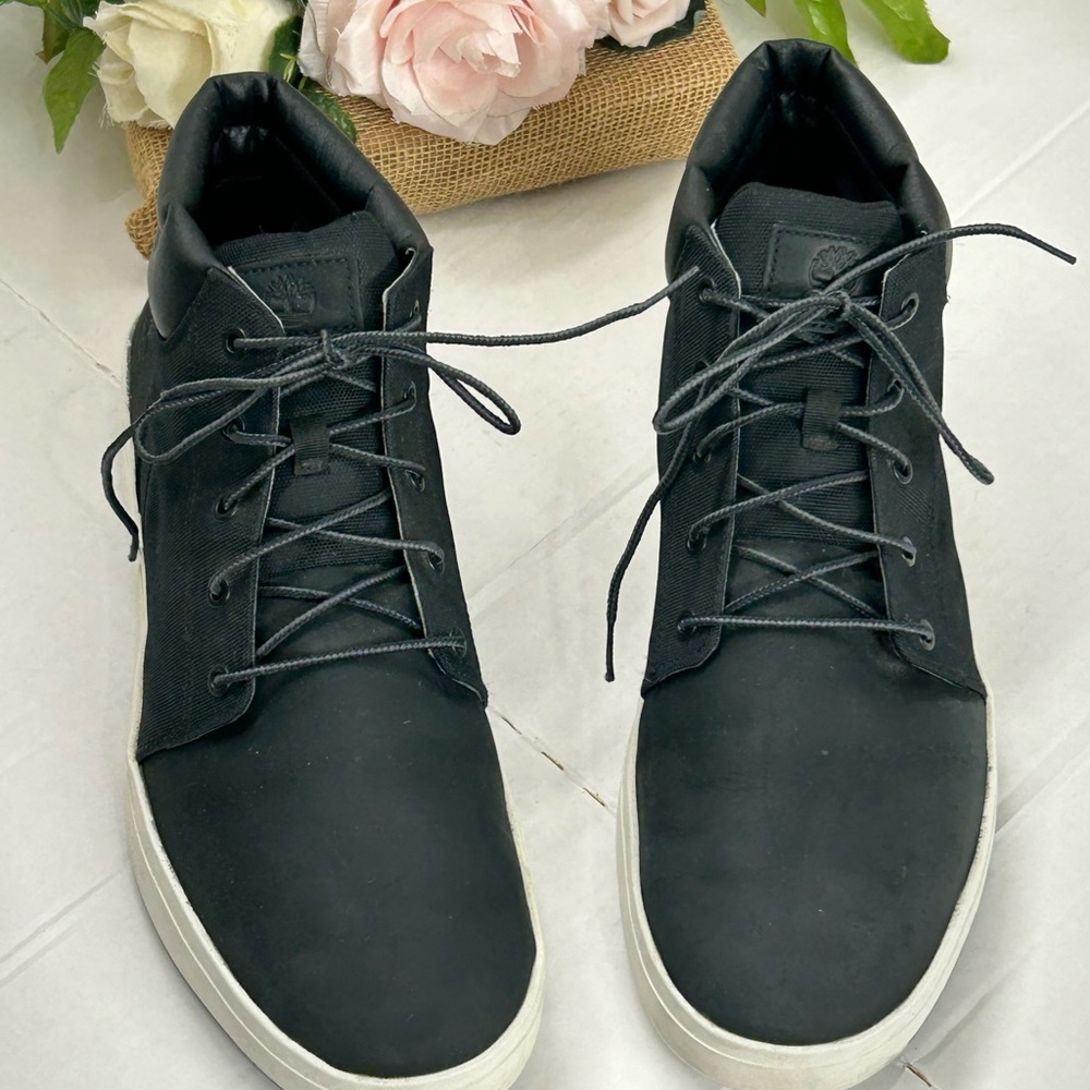 Timberland Men's Black Sneakers with White Soles